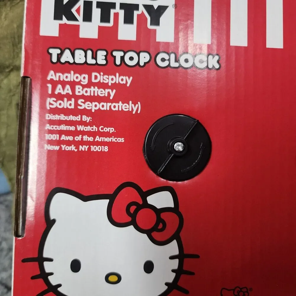 New Sanrio Hello Kitty Face In Red Bow Table Top Clock In Box